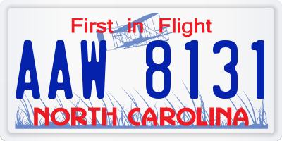 NC license plate AAW8131