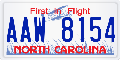 NC license plate AAW8154
