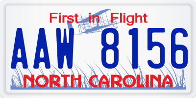 NC license plate AAW8156