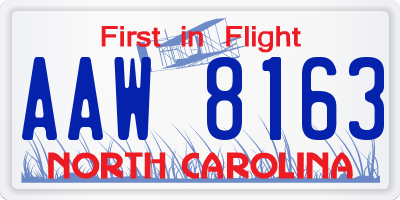 NC license plate AAW8163