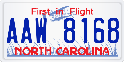 NC license plate AAW8168