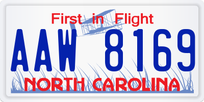 NC license plate AAW8169