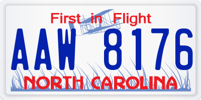 NC license plate AAW8176