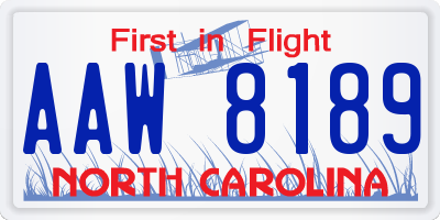 NC license plate AAW8189