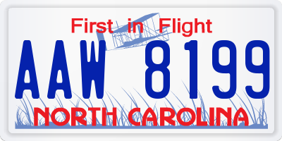 NC license plate AAW8199