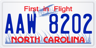 NC license plate AAW8202