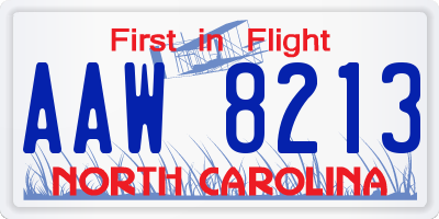NC license plate AAW8213