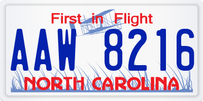NC license plate AAW8216