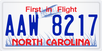 NC license plate AAW8217
