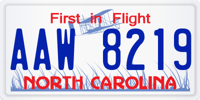 NC license plate AAW8219