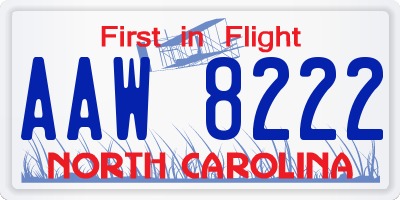 NC license plate AAW8222