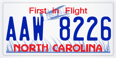 NC license plate AAW8226