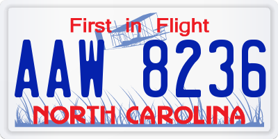 NC license plate AAW8236