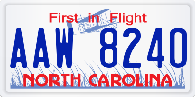 NC license plate AAW8240