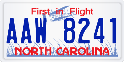 NC license plate AAW8241