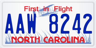 NC license plate AAW8242