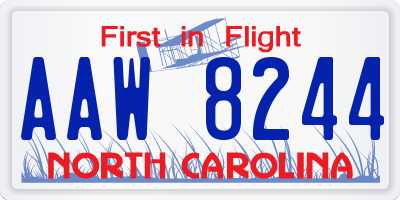 NC license plate AAW8244
