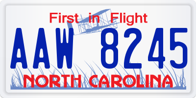 NC license plate AAW8245