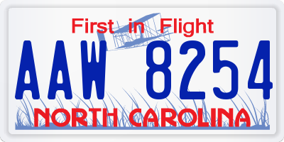 NC license plate AAW8254