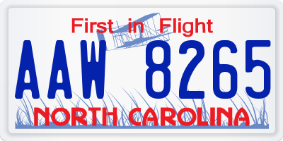 NC license plate AAW8265