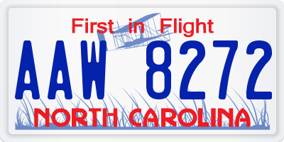 NC license plate AAW8272