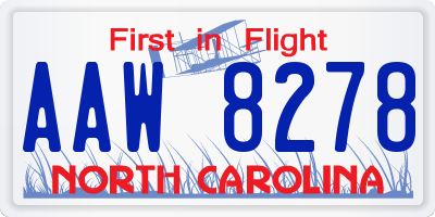 NC license plate AAW8278