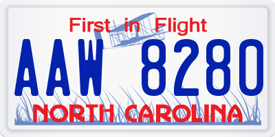 NC license plate AAW8280