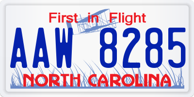 NC license plate AAW8285