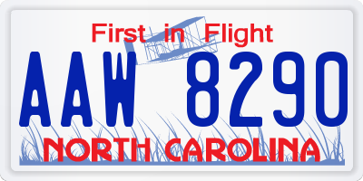 NC license plate AAW8290