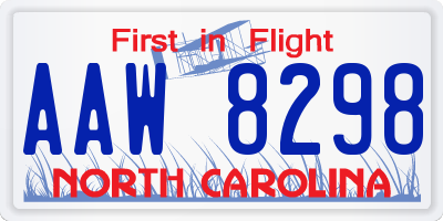 NC license plate AAW8298