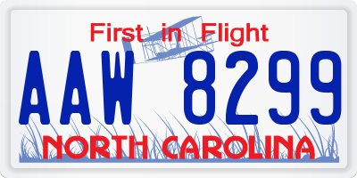 NC license plate AAW8299