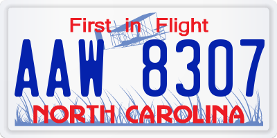 NC license plate AAW8307