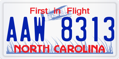NC license plate AAW8313
