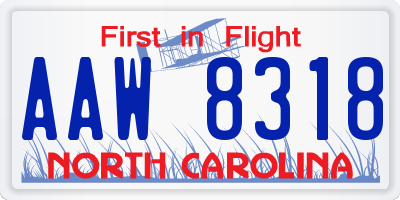 NC license plate AAW8318