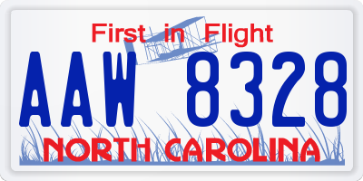 NC license plate AAW8328