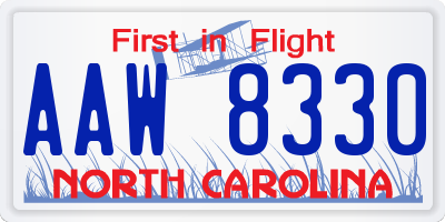 NC license plate AAW8330