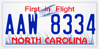 NC license plate AAW8334