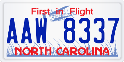 NC license plate AAW8337