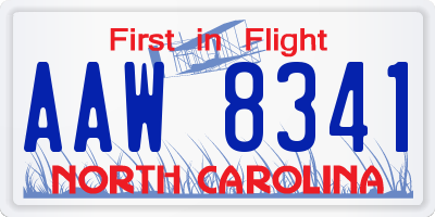 NC license plate AAW8341