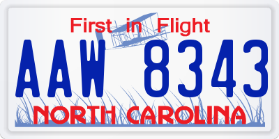 NC license plate AAW8343