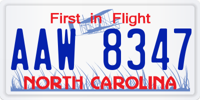 NC license plate AAW8347