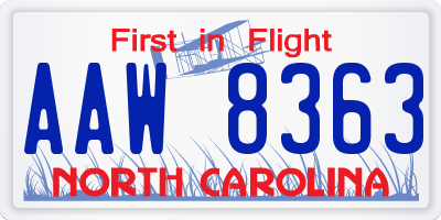 NC license plate AAW8363