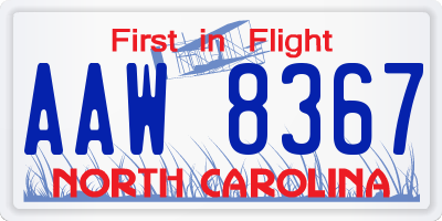 NC license plate AAW8367
