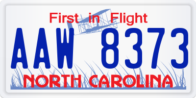 NC license plate AAW8373