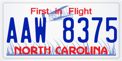 NC license plate AAW8375