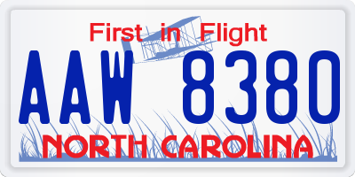 NC license plate AAW8380