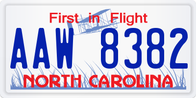 NC license plate AAW8382