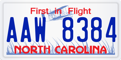 NC license plate AAW8384
