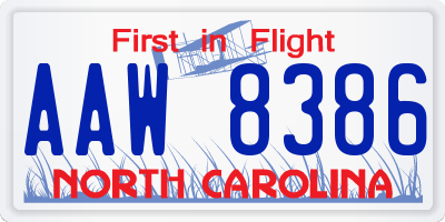 NC license plate AAW8386
