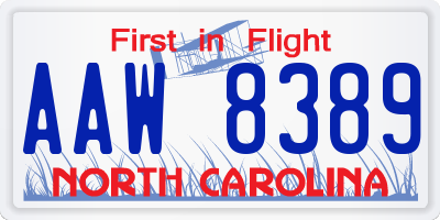 NC license plate AAW8389
